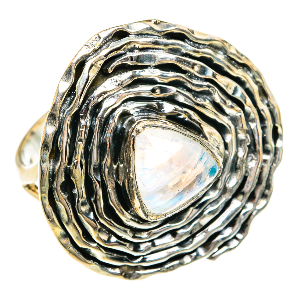 Rainbow Moonstone Rings handcrafted by Anasilvercos - RING79005