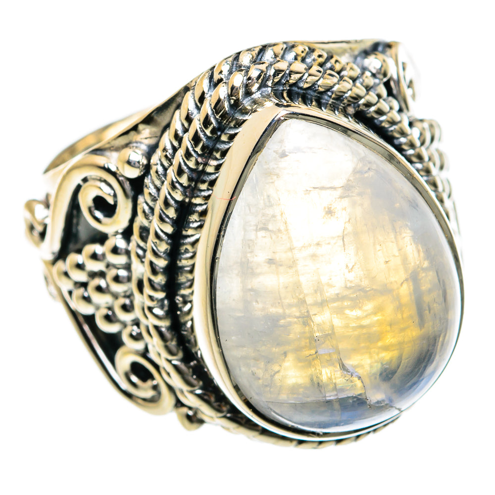 Rainbow Moonstone Rings handcrafted by Anasilvercos - RING79006