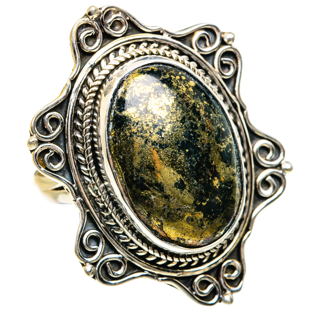 Pyrite In Black Onyx Rings handcrafted by Anasilvercos - RING79065