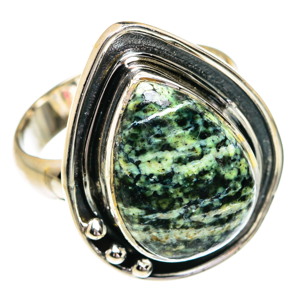 Green Moss Agate Rings handcrafted by Anasilvercos - RING79084
