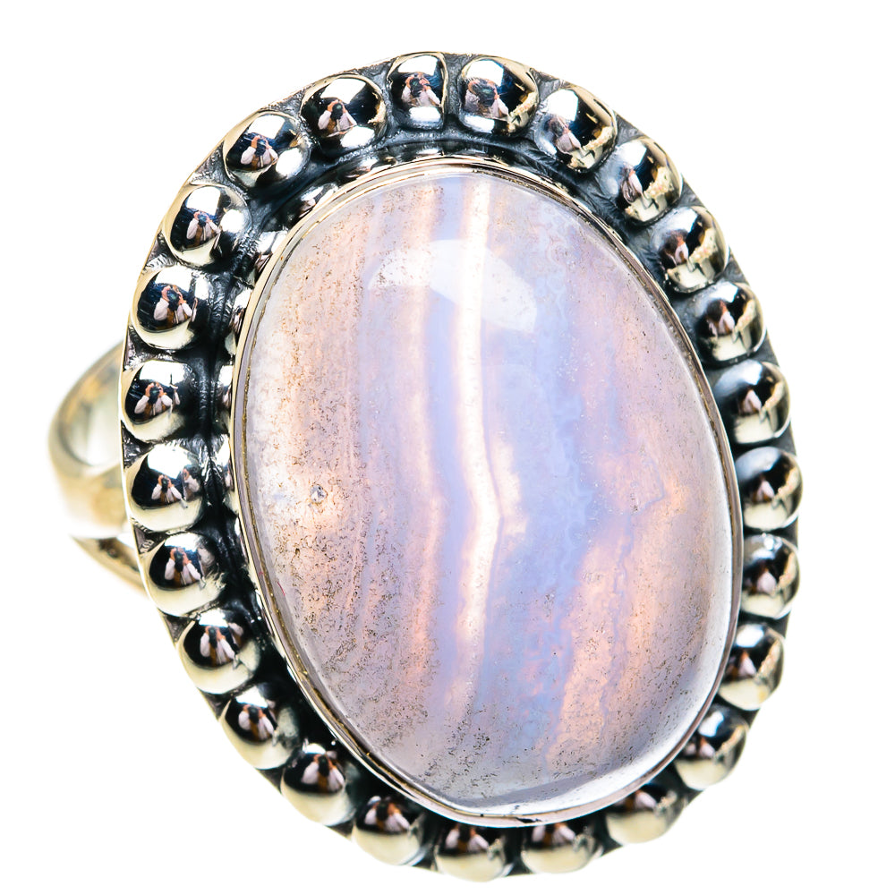 Blue Lace Agate Rings handcrafted by Anasilvercos - RING79101
