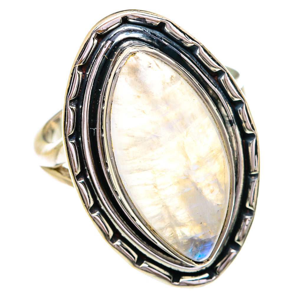 Rainbow Moonstone Rings handcrafted by Anasilvercos - RING79134