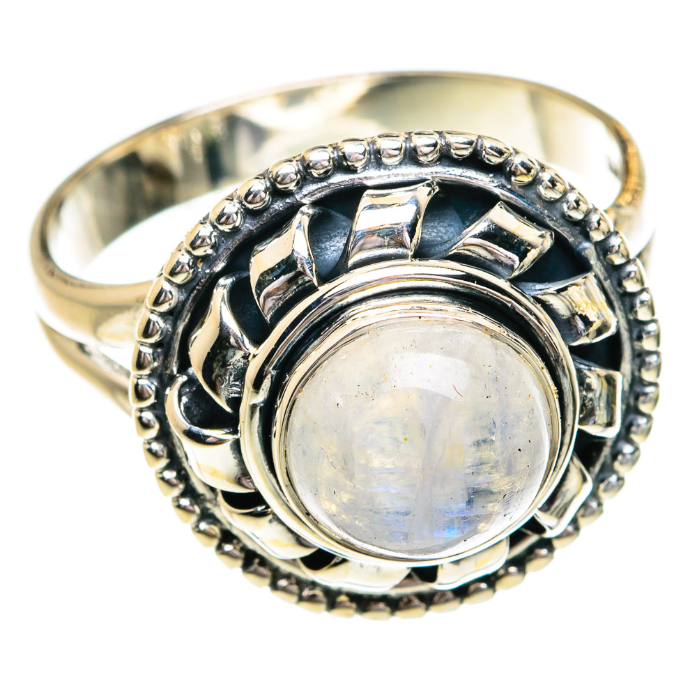 Rainbow Moonstone Rings handcrafted by Anasilvercos - RING79163