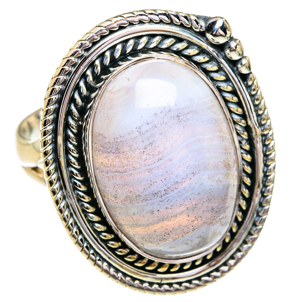 Blue Lace Agate Rings handcrafted by Anasilvercos - RING79164