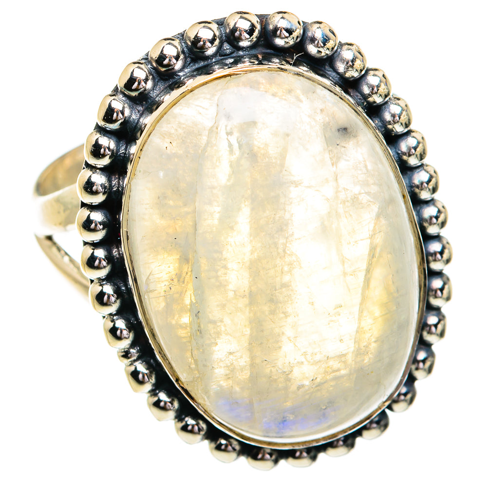 Rainbow Moonstone Rings handcrafted by Anasilvercos - RING79194