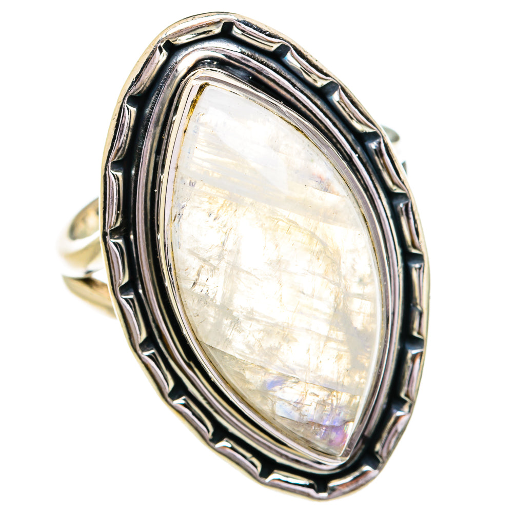 Rainbow Moonstone Rings handcrafted by Anasilvercos - RING79223