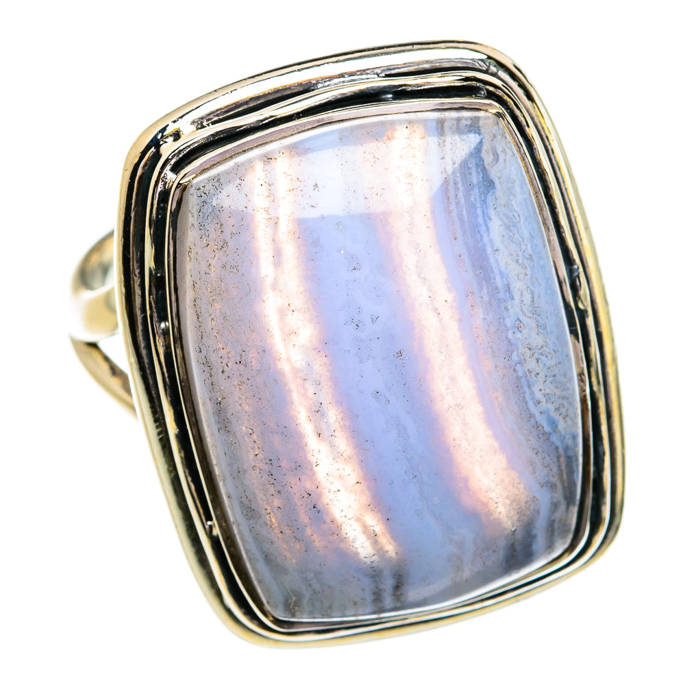 Blue Lace Agate Rings handcrafted by Anasilvercos - RING79224