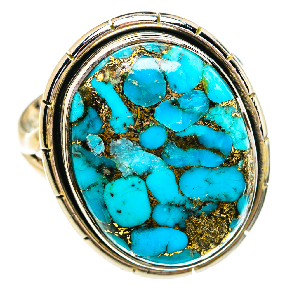Blue Copper Composite Turquoise Rings handcrafted by Anasilvercos - RING79260