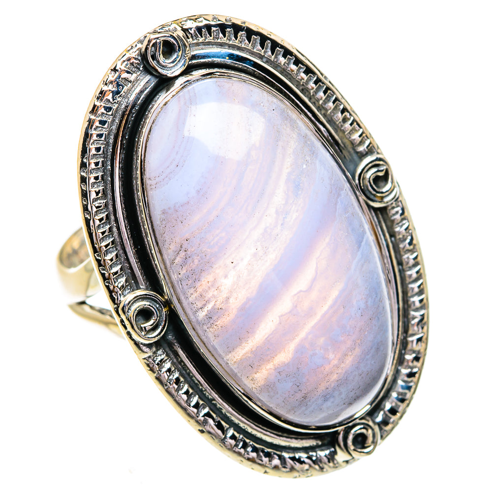 Blue Lace Agate Rings handcrafted by Anasilvercos - RING79331