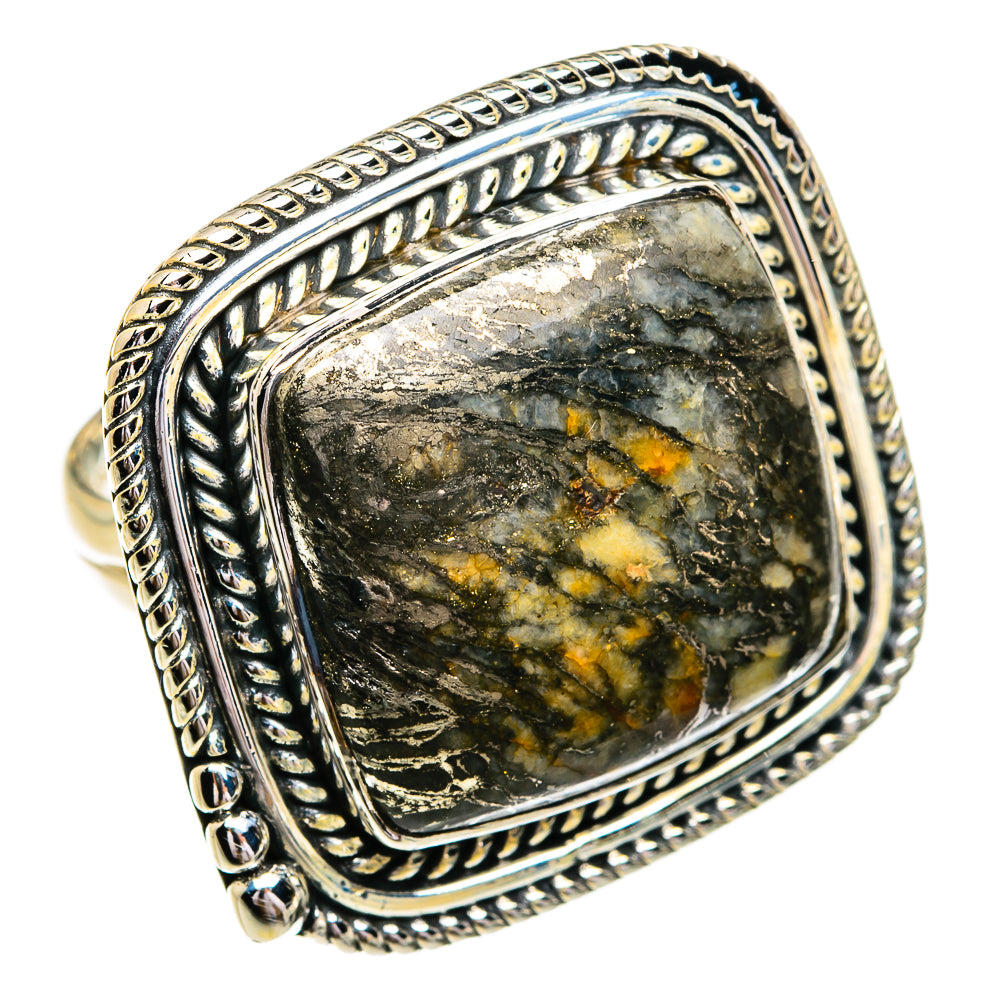 Pyrite Agate Rings handcrafted by Anasilvercos - RING79334