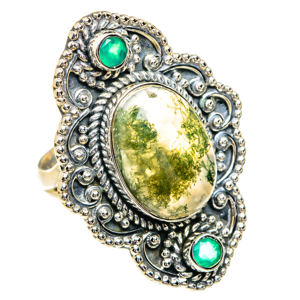 Green Moss Agate Rings handcrafted by Anasilvercos - RING79346
