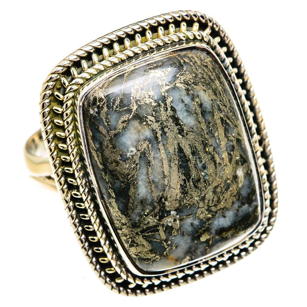 Pyrite Agate Rings handcrafted by Anasilvercos - RING79361