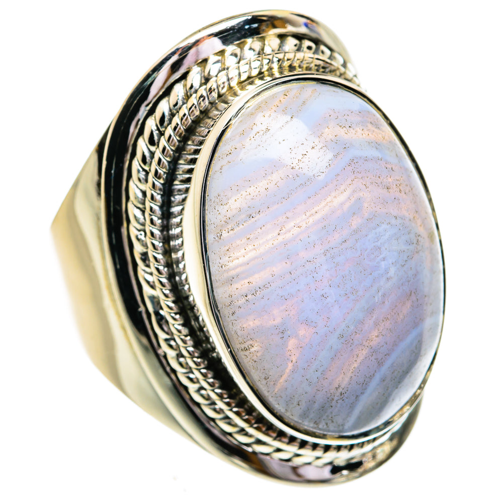 Blue Lace Agate Rings handcrafted by Anasilvercos - RING79366