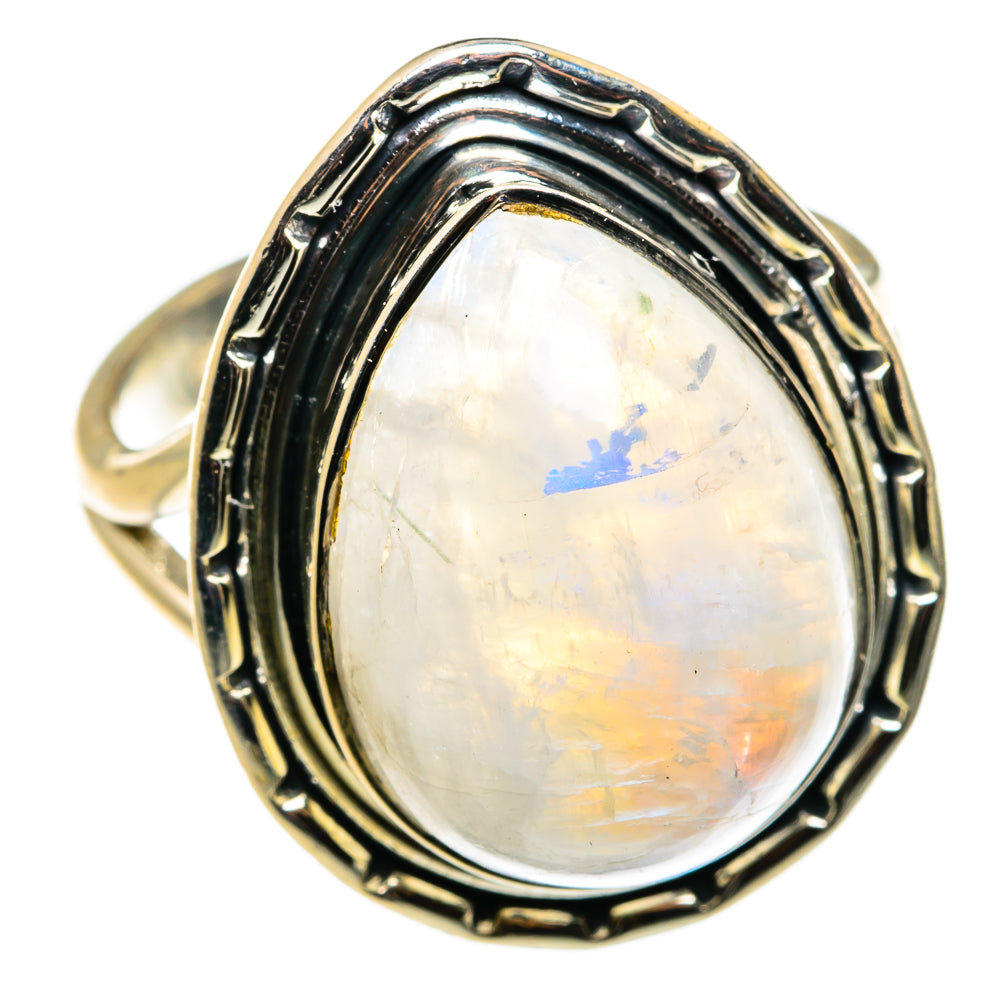 Rainbow Moonstone Rings handcrafted by Anasilvercos - RING79437