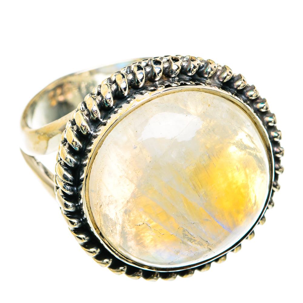 Rainbow Moonstone Rings handcrafted by Anasilvercos - RING79470