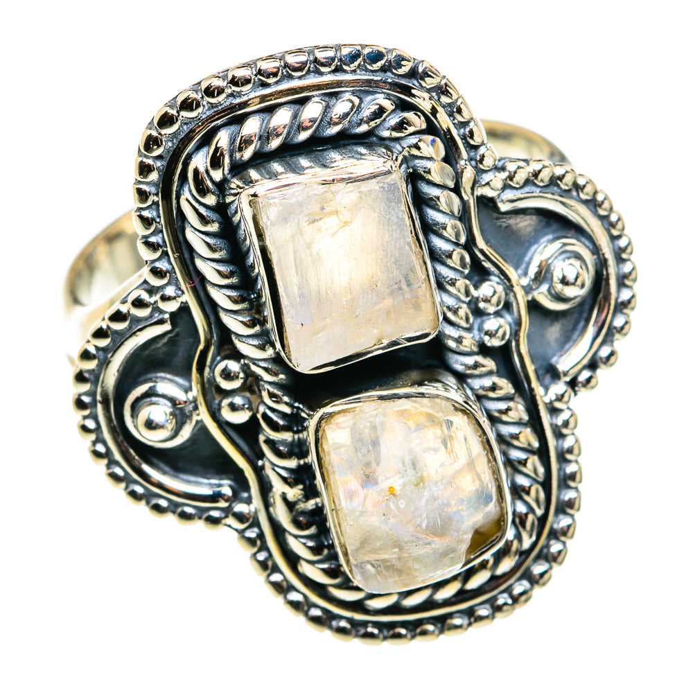 Rainbow Moonstone Rings handcrafted by Anasilvercos - RING79471
