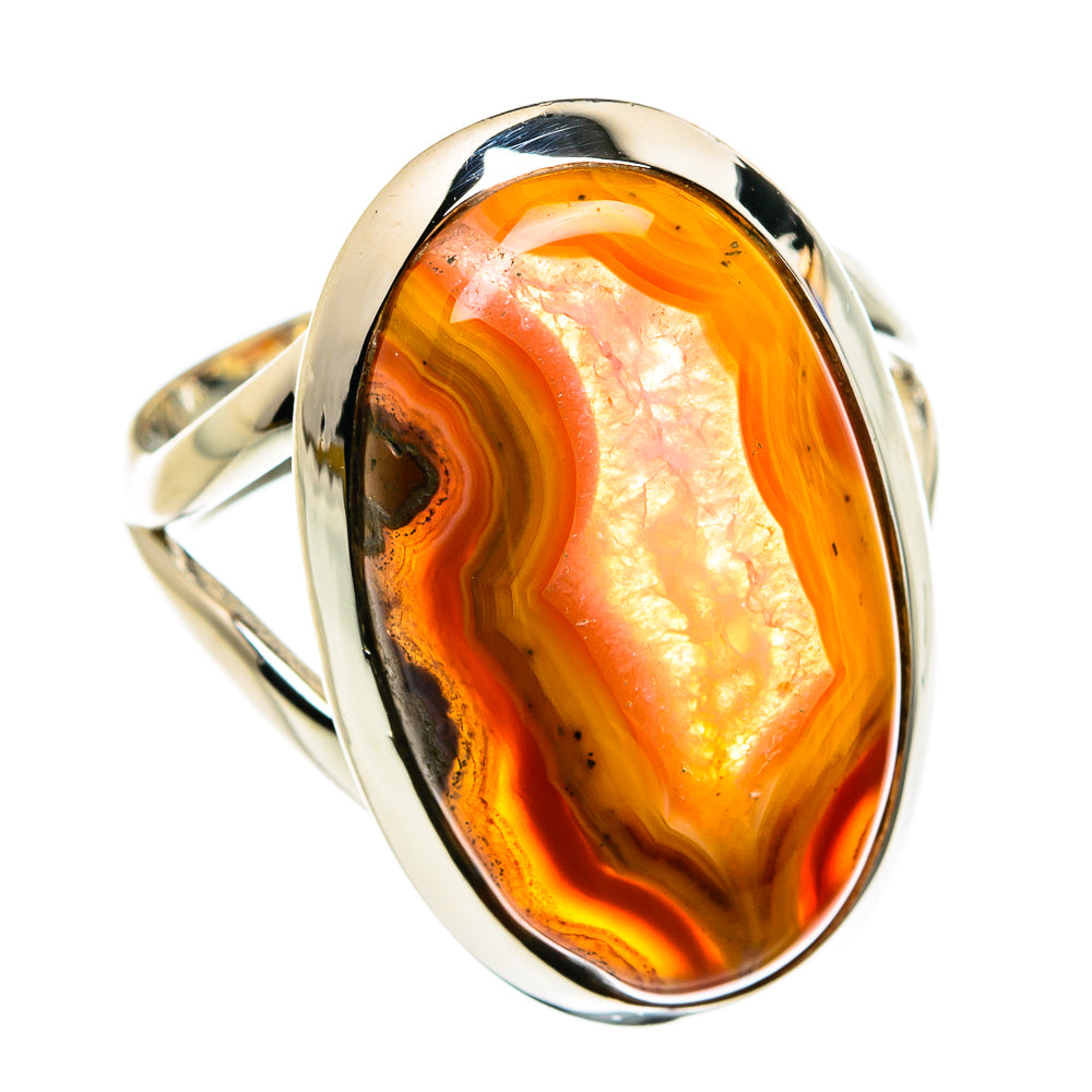 Orange Botswana Agate Rings handcrafted by Anasilvercos - RING79486