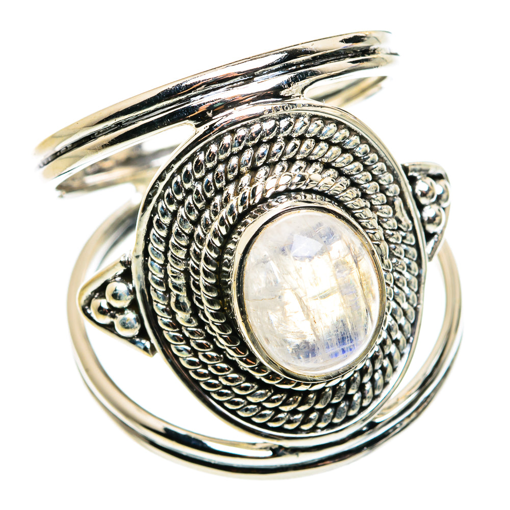 Rainbow Moonstone Rings handcrafted by Anasilvercos - RING79502