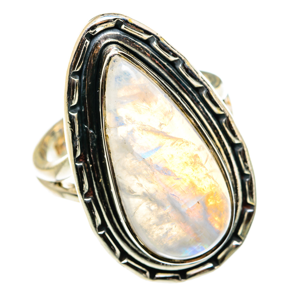 Rainbow Moonstone Rings handcrafted by Anasilvercos - RING79532