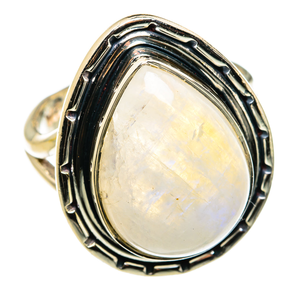 Rainbow Moonstone Rings handcrafted by Anasilvercos - RING79589