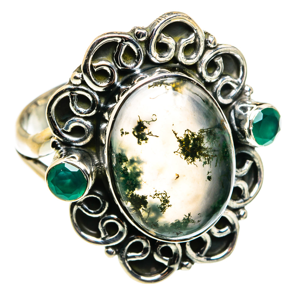 Green Moss Agate Rings handcrafted by Anasilvercos - RING79601