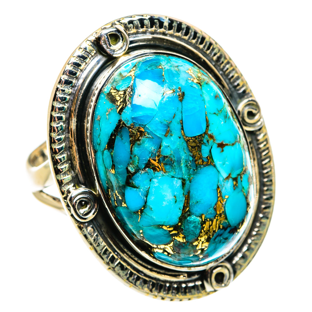 Blue Copper Composite Turquoise Rings handcrafted by Anasilvercos - RING79642