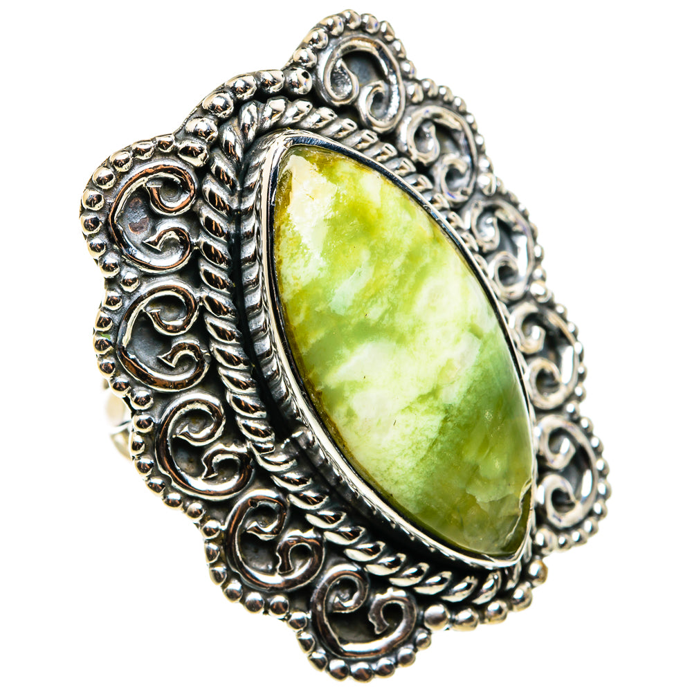 African Green Opal Rings handcrafted by Anasilvercos - RING79649