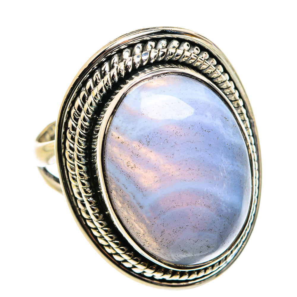 Blue Lace Agate Rings handcrafted by Anasilvercos - RING79667