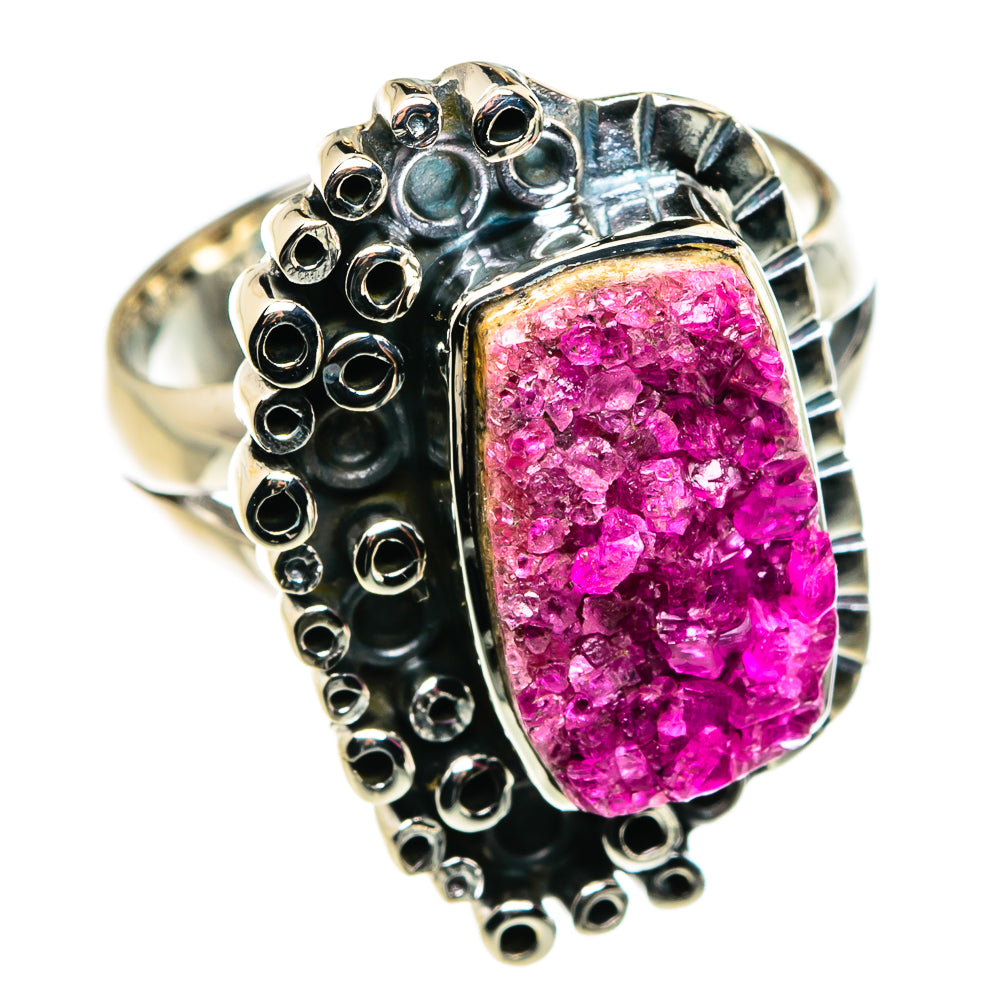 Pink Agate Druzy Rings handcrafted by Anasilvercos - RING79690