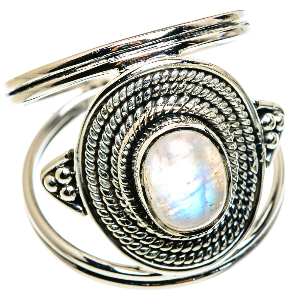 Rainbow Moonstone Rings handcrafted by Anasilvercos - RING79702