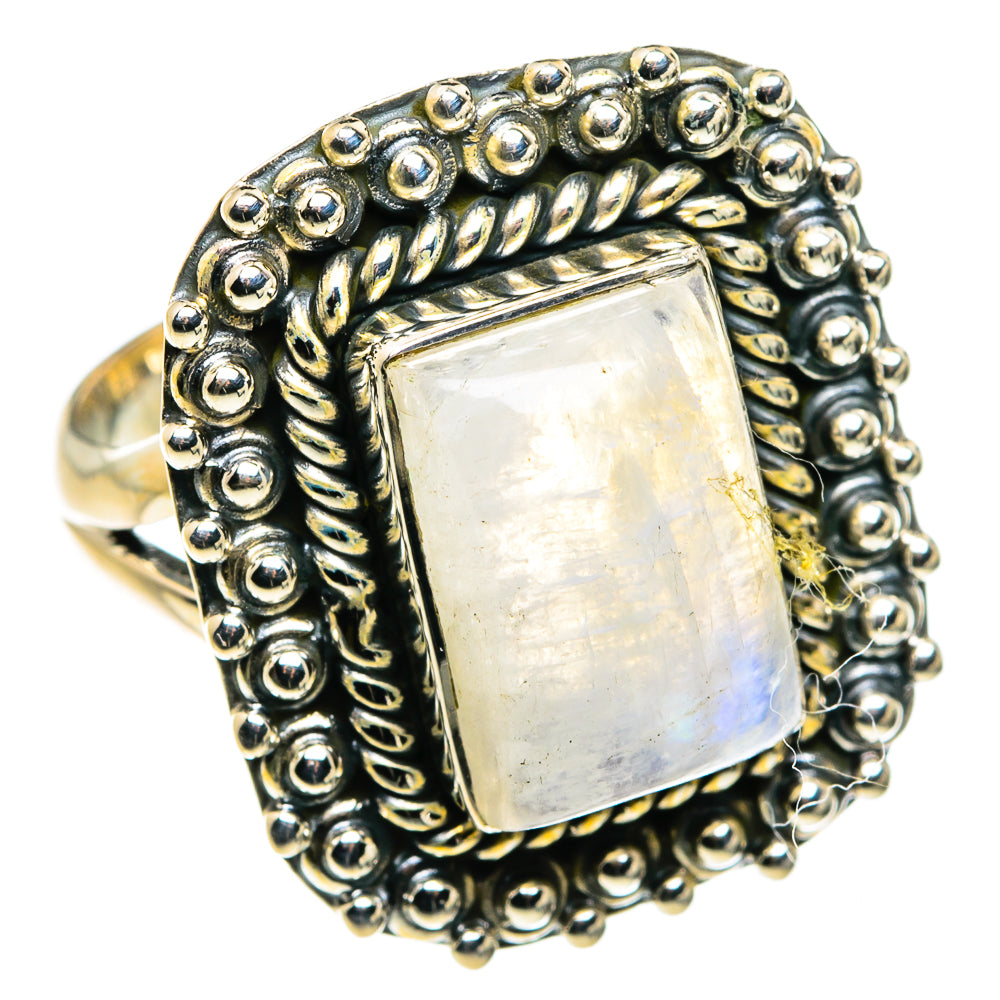 Rainbow Moonstone Rings handcrafted by Anasilvercos - RING79738