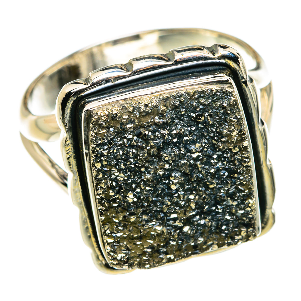 Spectro Pyrite Druzy Rings handcrafted by Anasilvercos - RING79768