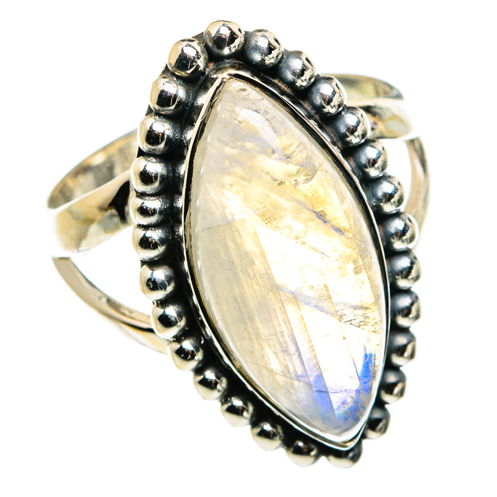 Rainbow Moonstone Rings handcrafted by Anasilvercos - RING79774