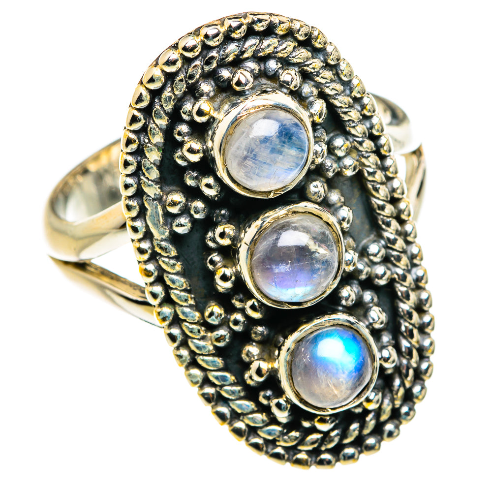Rainbow Moonstone Rings handcrafted by Anasilvercos - RING79775