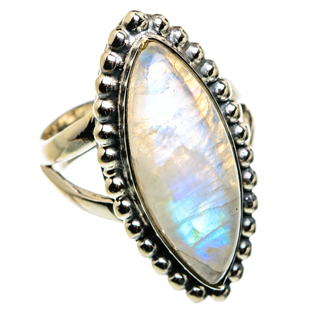 Rainbow Moonstone Rings handcrafted by Anasilvercos - RING79809