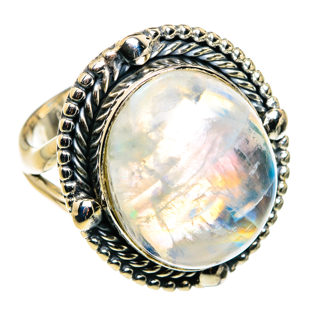 Rainbow Moonstone Rings handcrafted by Anasilvercos - RING79810