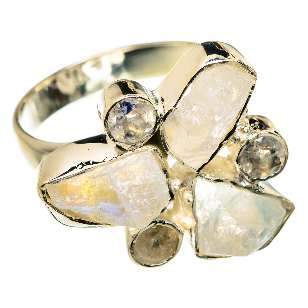 Rainbow Moonstone Rings handcrafted by Anasilvercos - RING79841