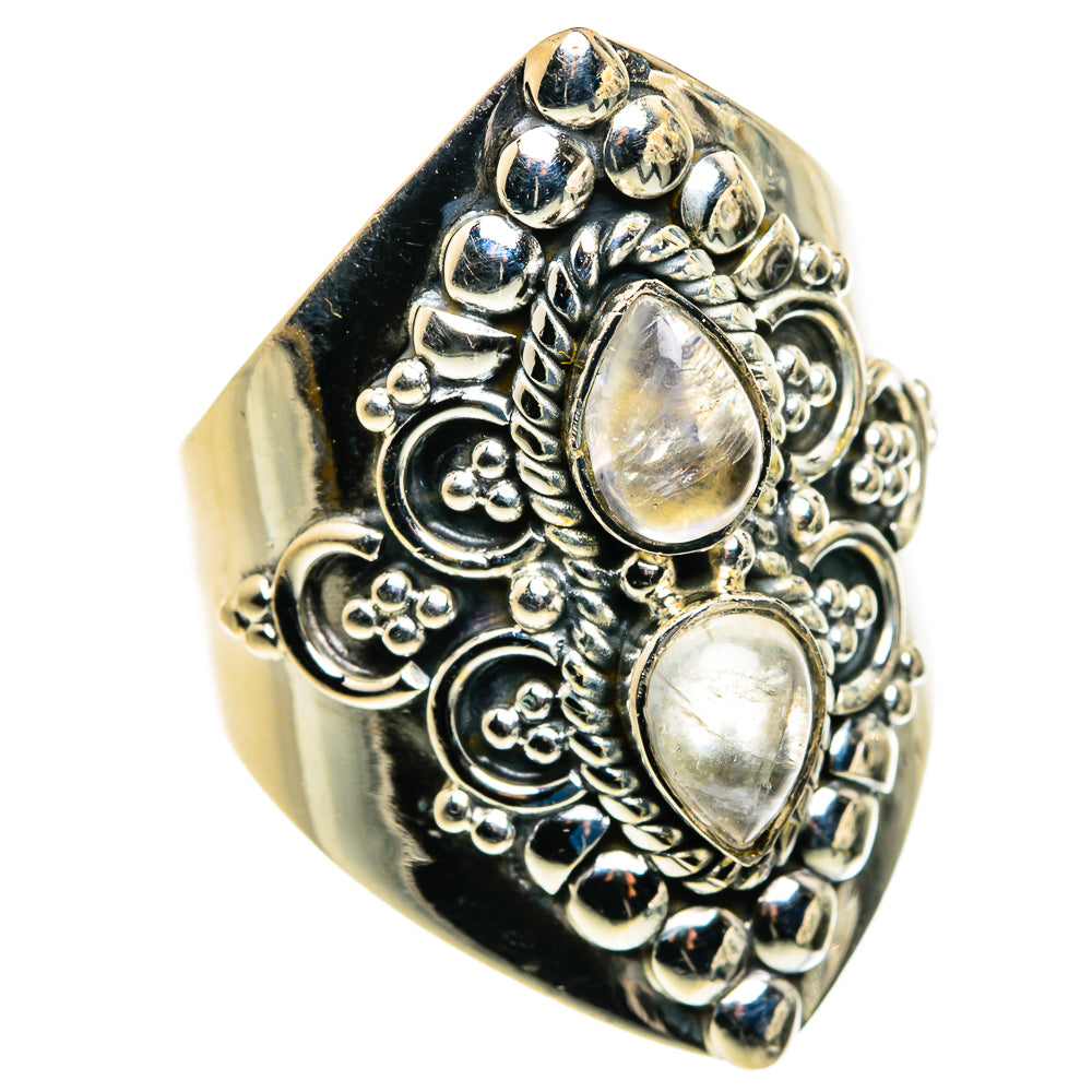 Rainbow Moonstone Rings handcrafted by Anasilvercos - RING79843