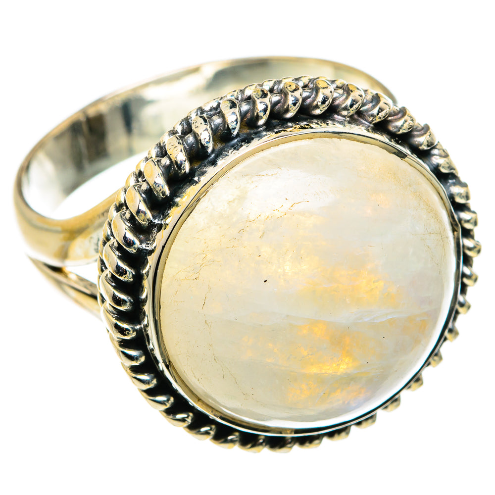 Rainbow Moonstone Rings handcrafted by Anasilvercos - RING79876