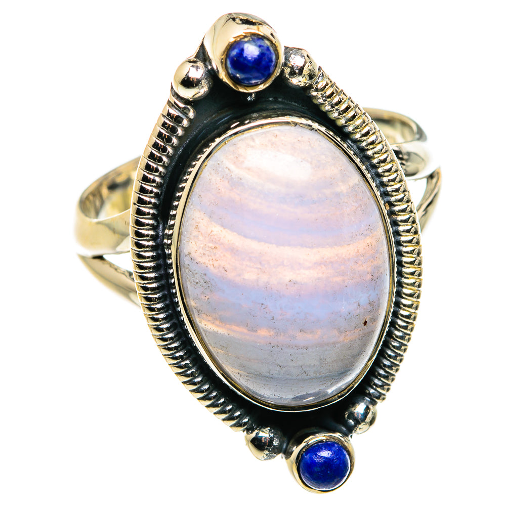 Blue Lace Agate Rings handcrafted by Anasilvercos - RING79906