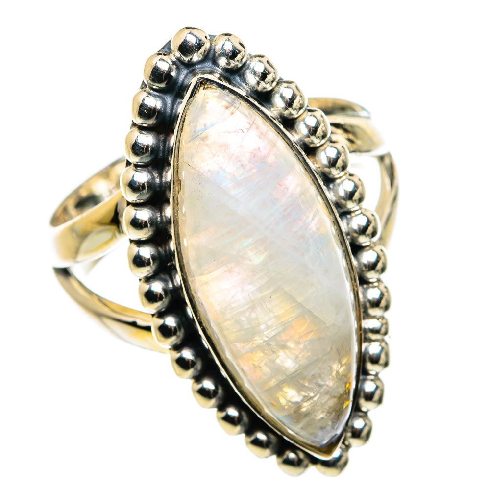 Rainbow Moonstone Rings handcrafted by Anasilvercos - RING79909