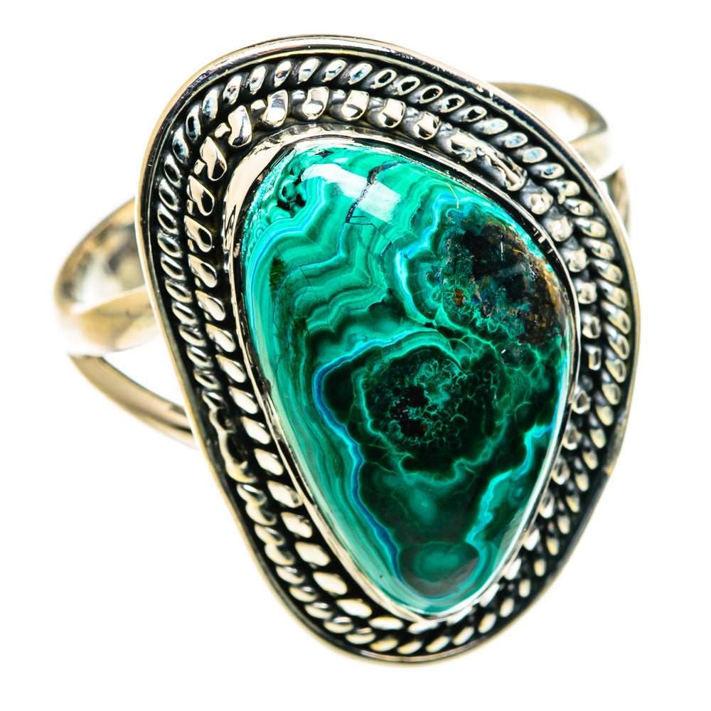 Malachite In Chrysocolla Rings handcrafted by Anasilvercos - RING79917