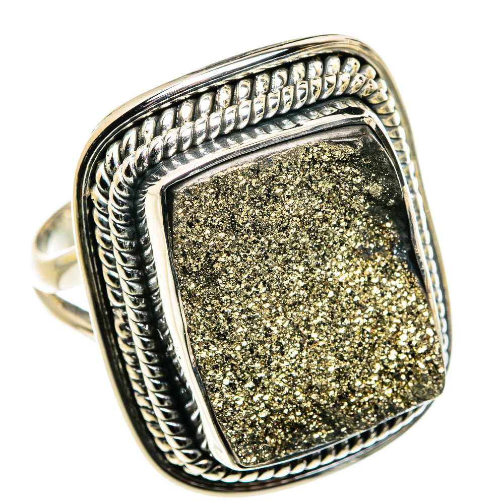 Spectro Pyrite Druzy Rings handcrafted by Anasilvercos - RING79949