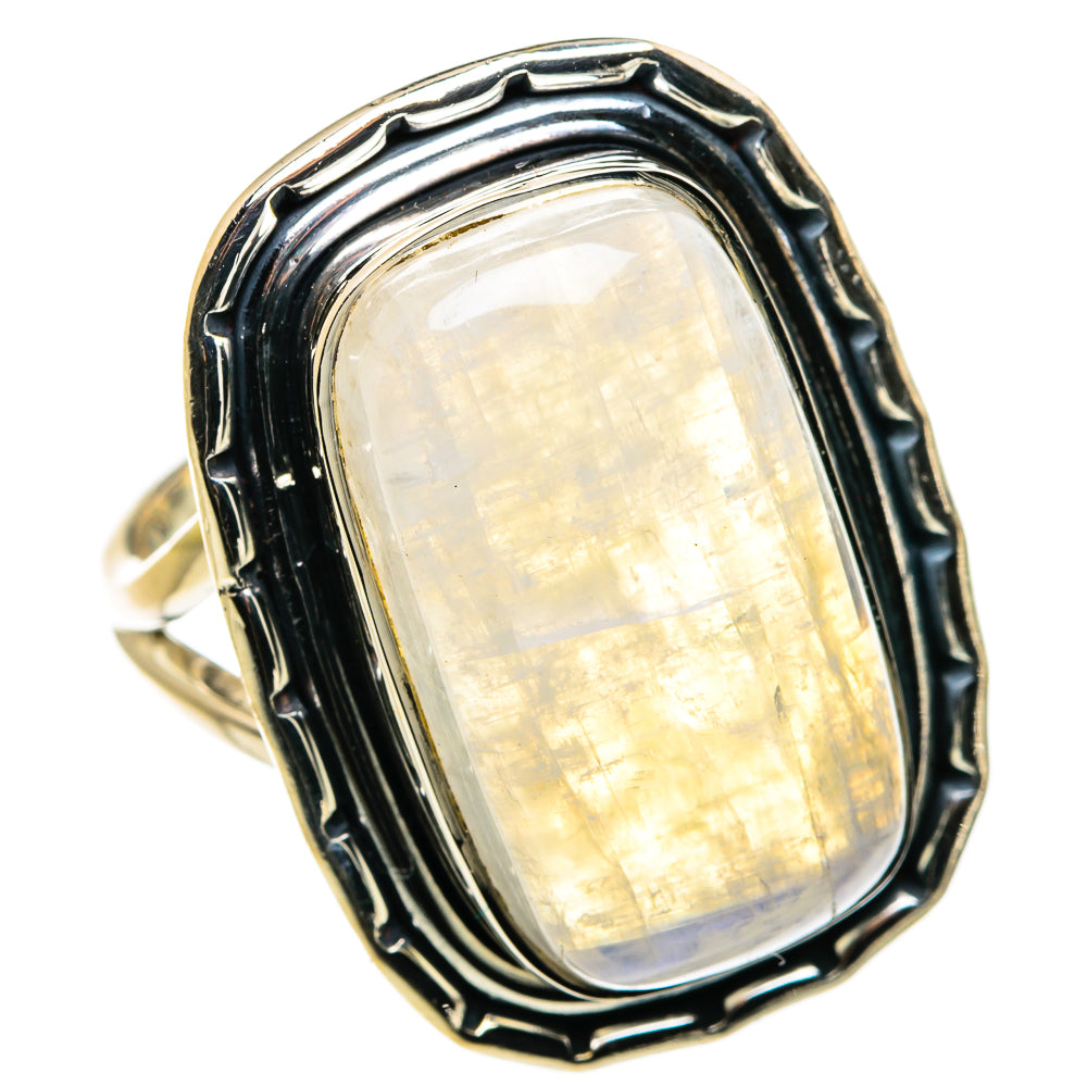 Rainbow Moonstone Rings handcrafted by Anasilvercos - RING79953