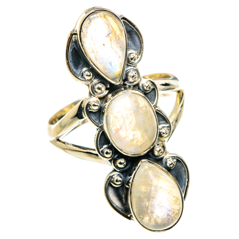 Rainbow Moonstone Rings handcrafted by Anasilvercos - RING79954