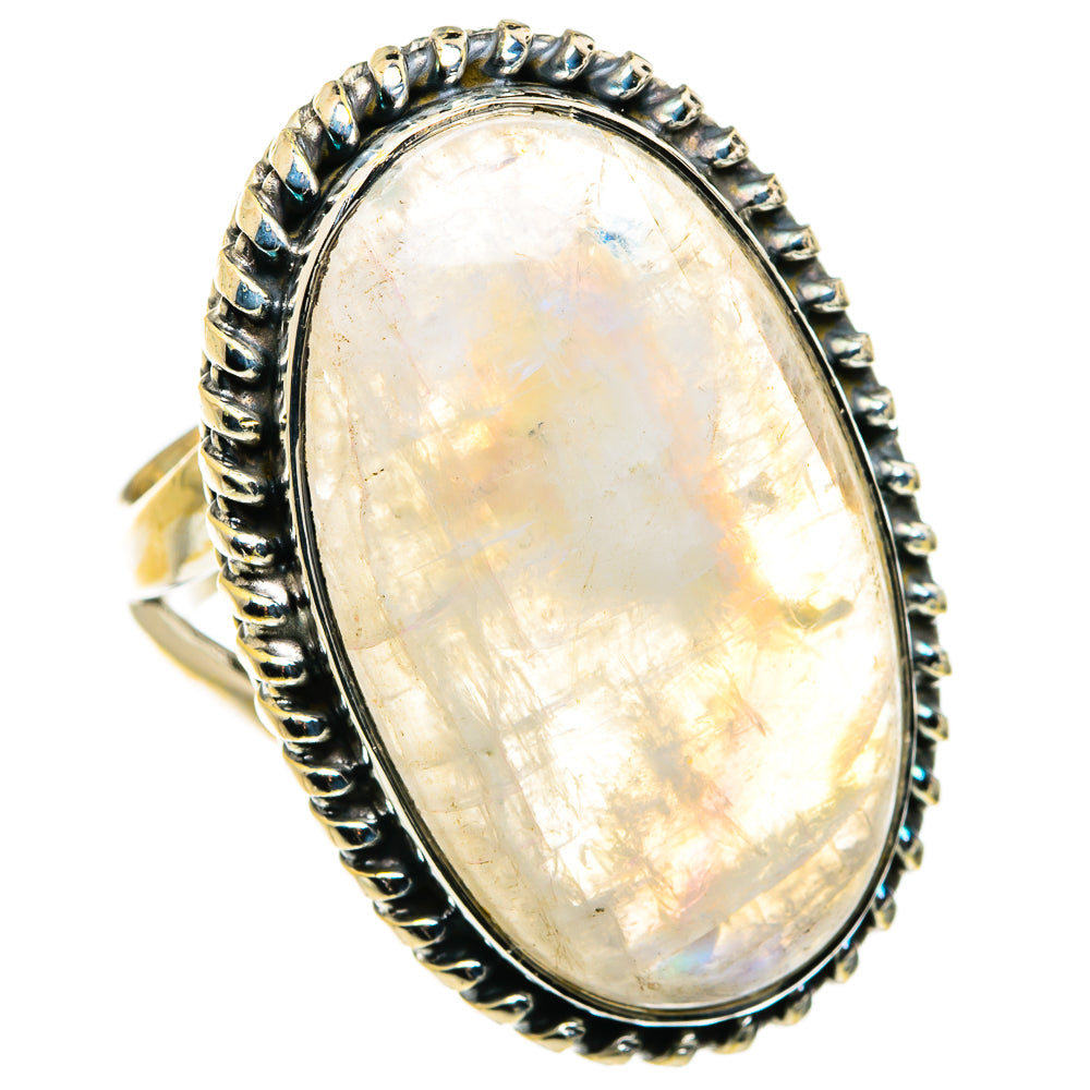 Rainbow Moonstone Rings handcrafted by Anasilvercos - RING79956
