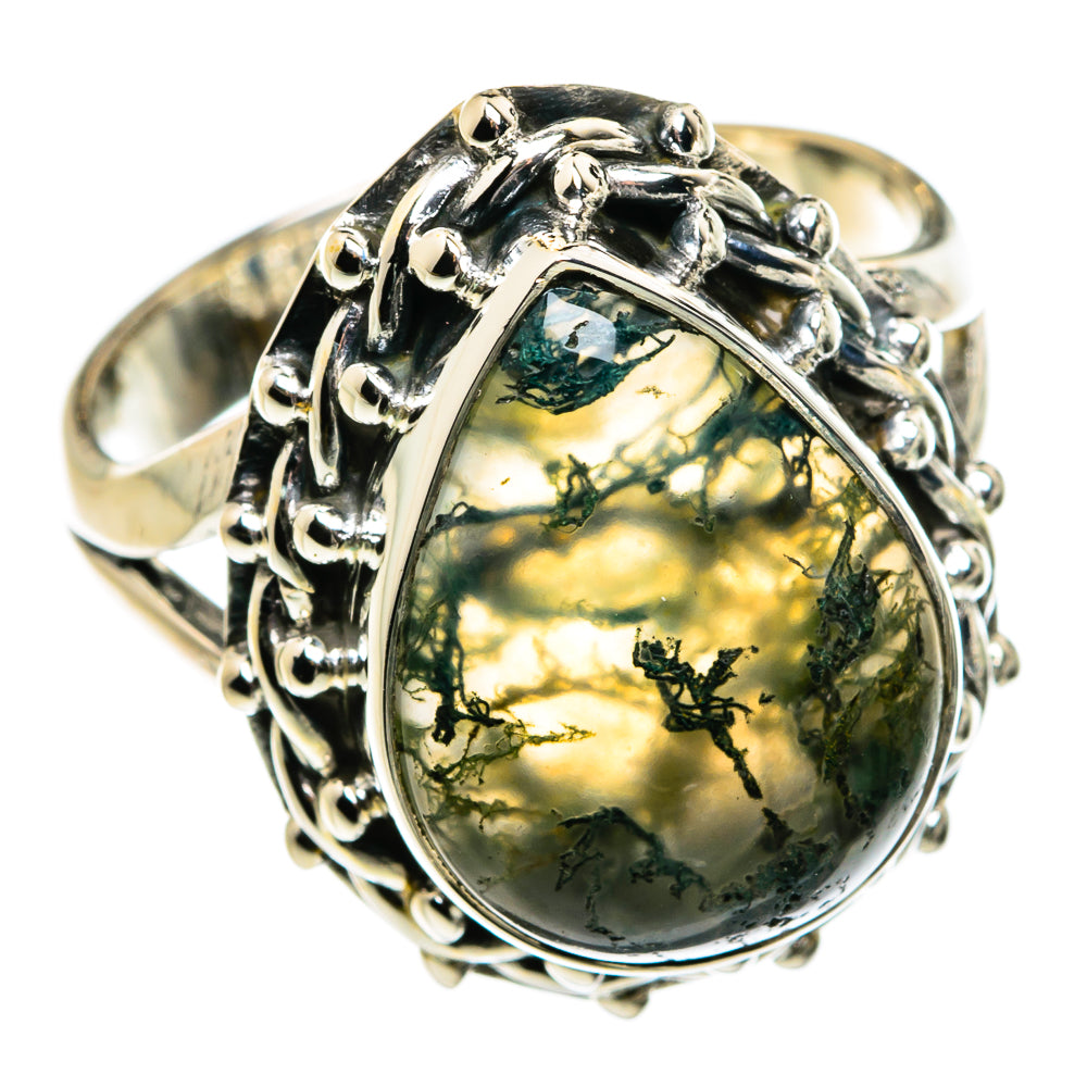 Green Moss Agate Rings handcrafted by Anasilvercos - RING79980