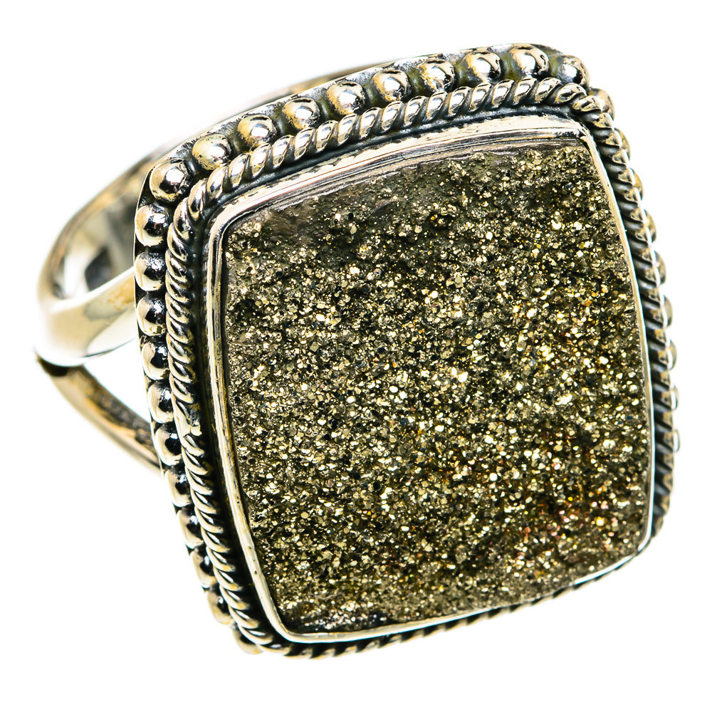 Spectro Pyrite Druzy Rings handcrafted by Anasilvercos - RING79997