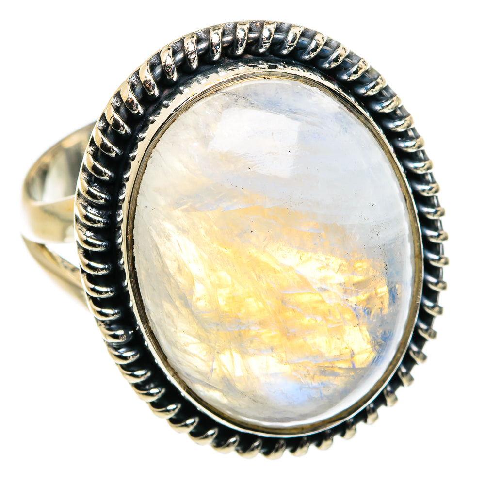 Rainbow Moonstone Rings handcrafted by Anasilvercos - RING80002