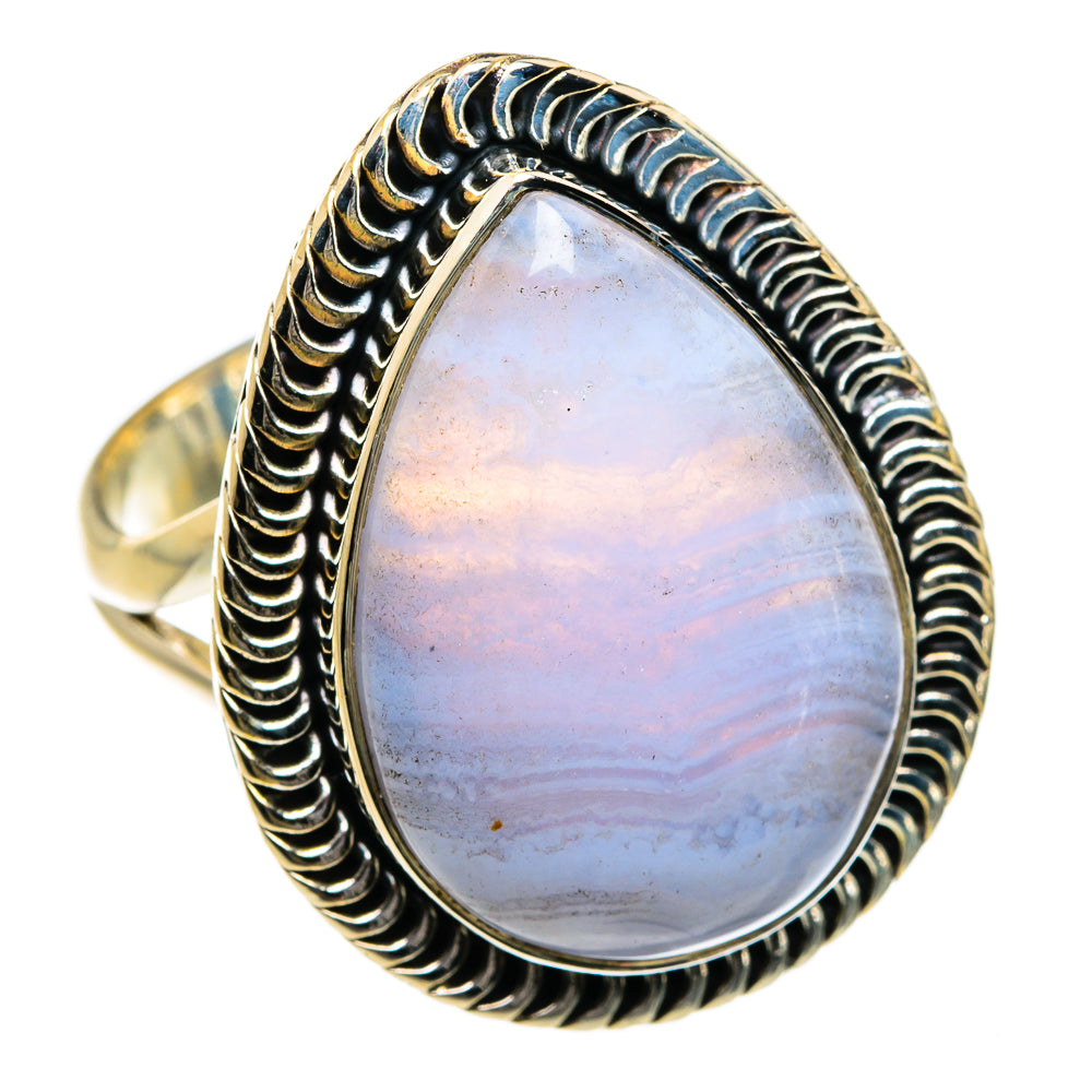 Blue Lace Agate Rings handcrafted by Anasilvercos - RING80068